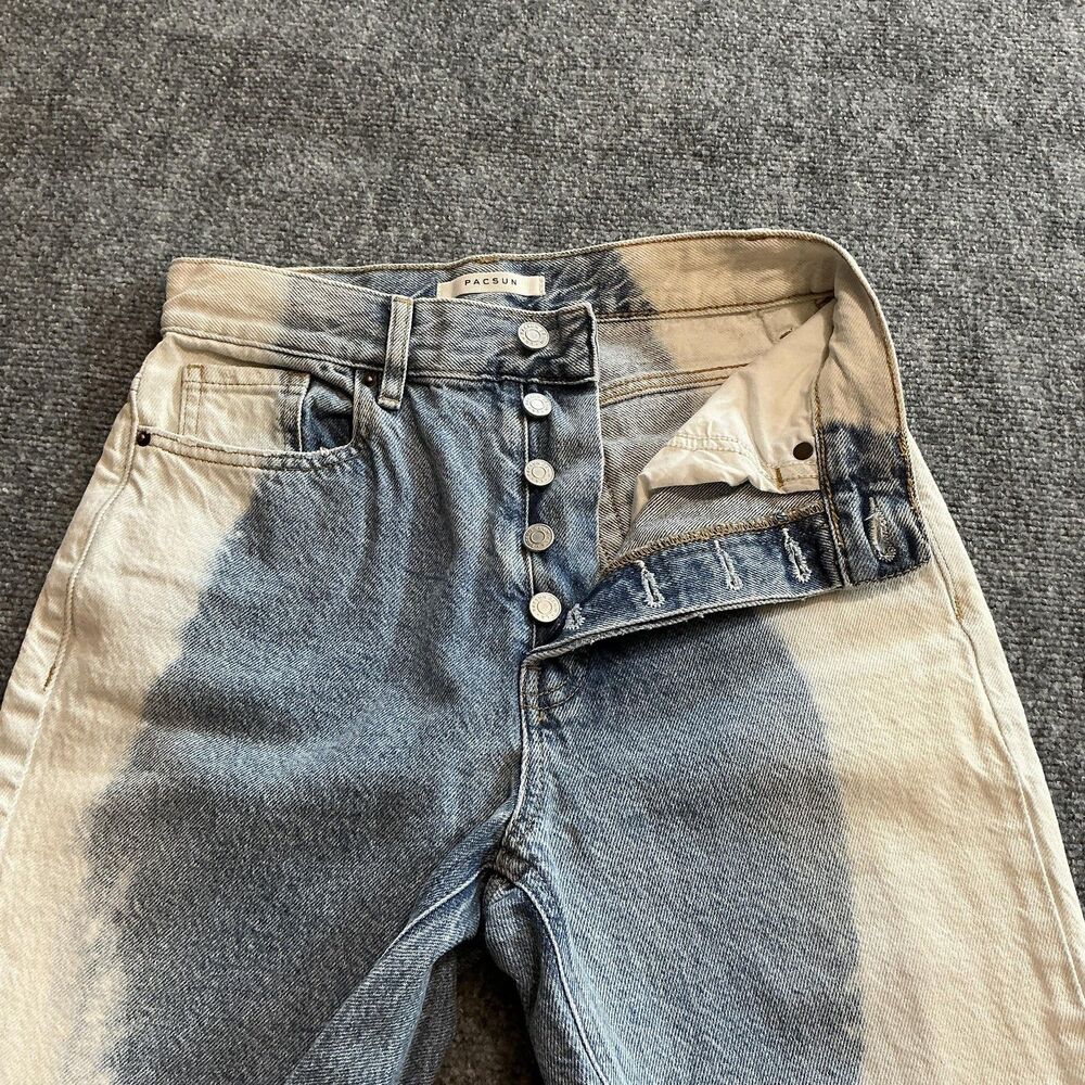 PacSun Ultra High Rise Slim Jeans Womens 25 Blue Acid Wash Button Fly Denim - Picture 3 of 12